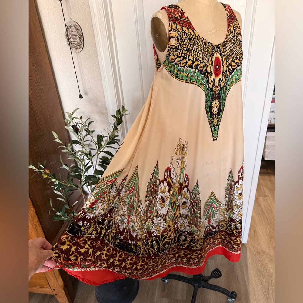Lapogee Boho Print Tank Trapeze Dress. Size S - Picture 2 of 7